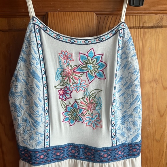 FLYING TOMATO DRESS EMBROIDERED OFF WHITE SPAGHETTI STRAP SIZE LARGE - Picture 2 of 5